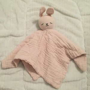 H&M Bunny Rabbit Pink Sleeping Muslin Cotton Plush Baby Security Blanket Lovey
